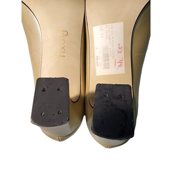 Proxy Shoes Womens Size 8 Platino Leather B Champaign Gold Toned Square Made In - Picture 7 of 10